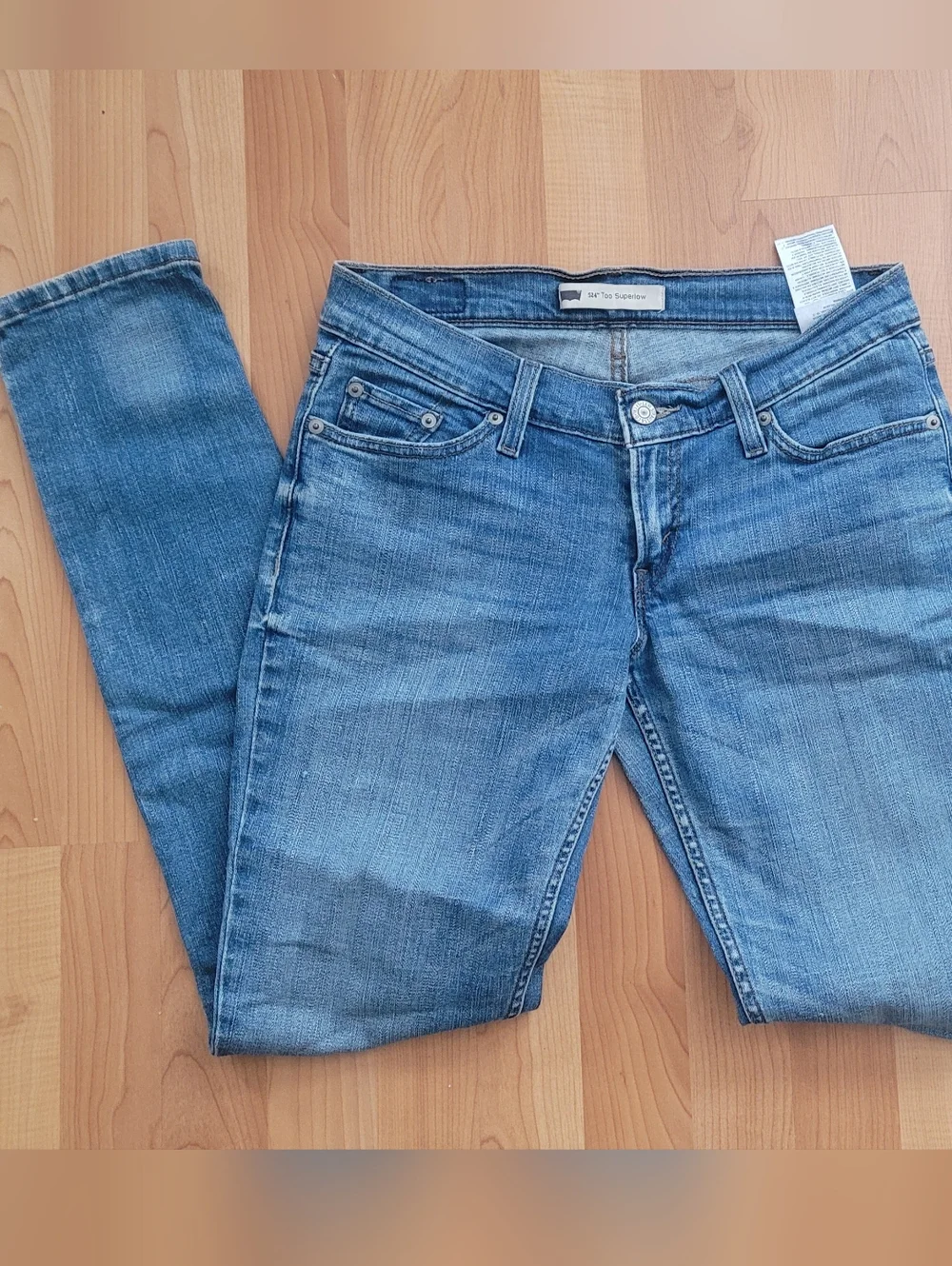 Levis 524 Too Superlow Bootcut Blue Jeans Women's Size W27 L32 Low Rise Slim Fit - Picture 11 of 15